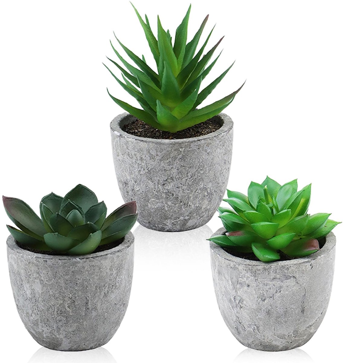 SolidKeus - Set van 3 Decoratieve Kunstplanten in Pot