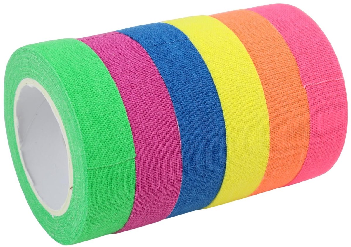 SolidKeus - Set van 6 Fluorescerend Plakband voor Feestdecoratie