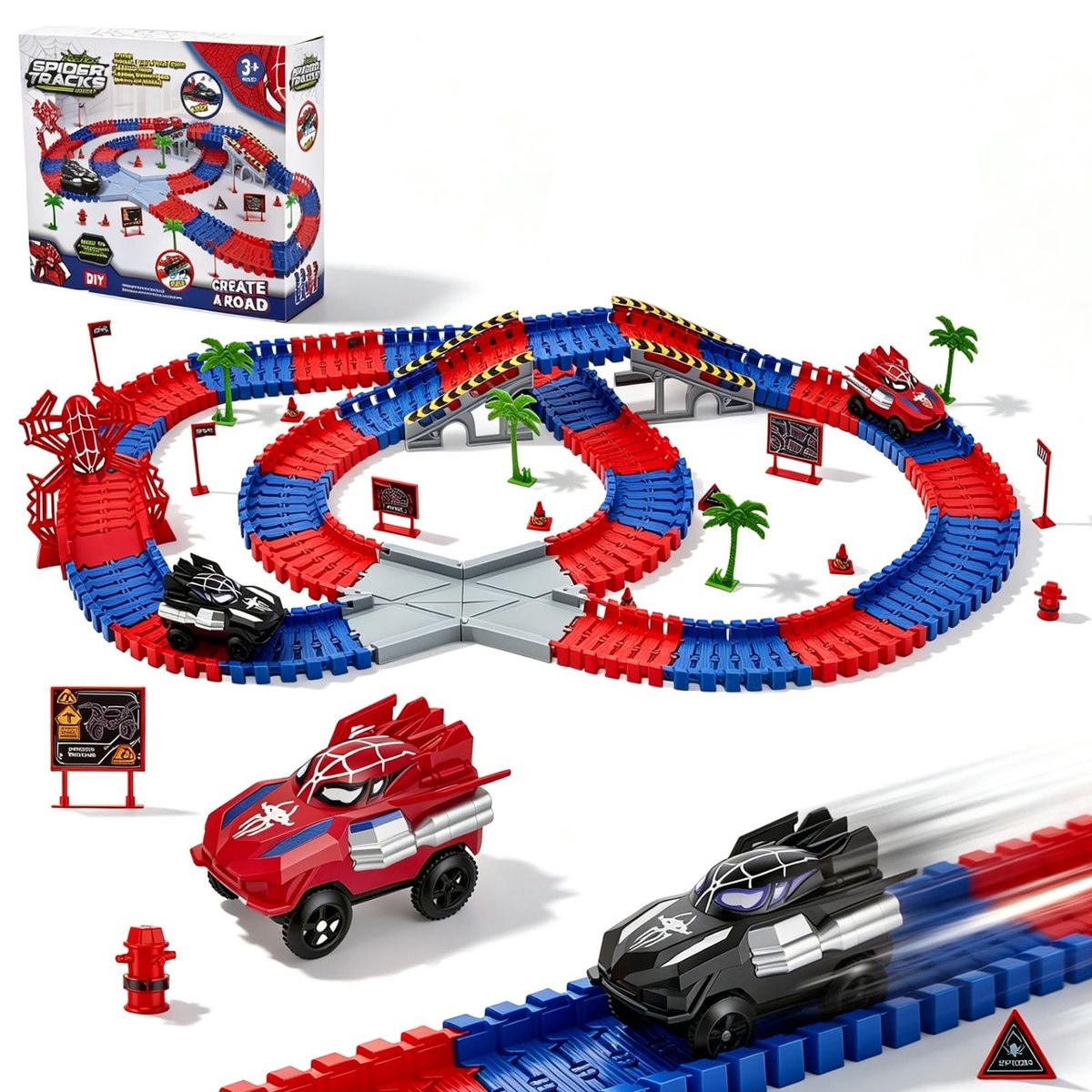 SolidKeus - Spider Racetrack Set met 212 Onderdelen