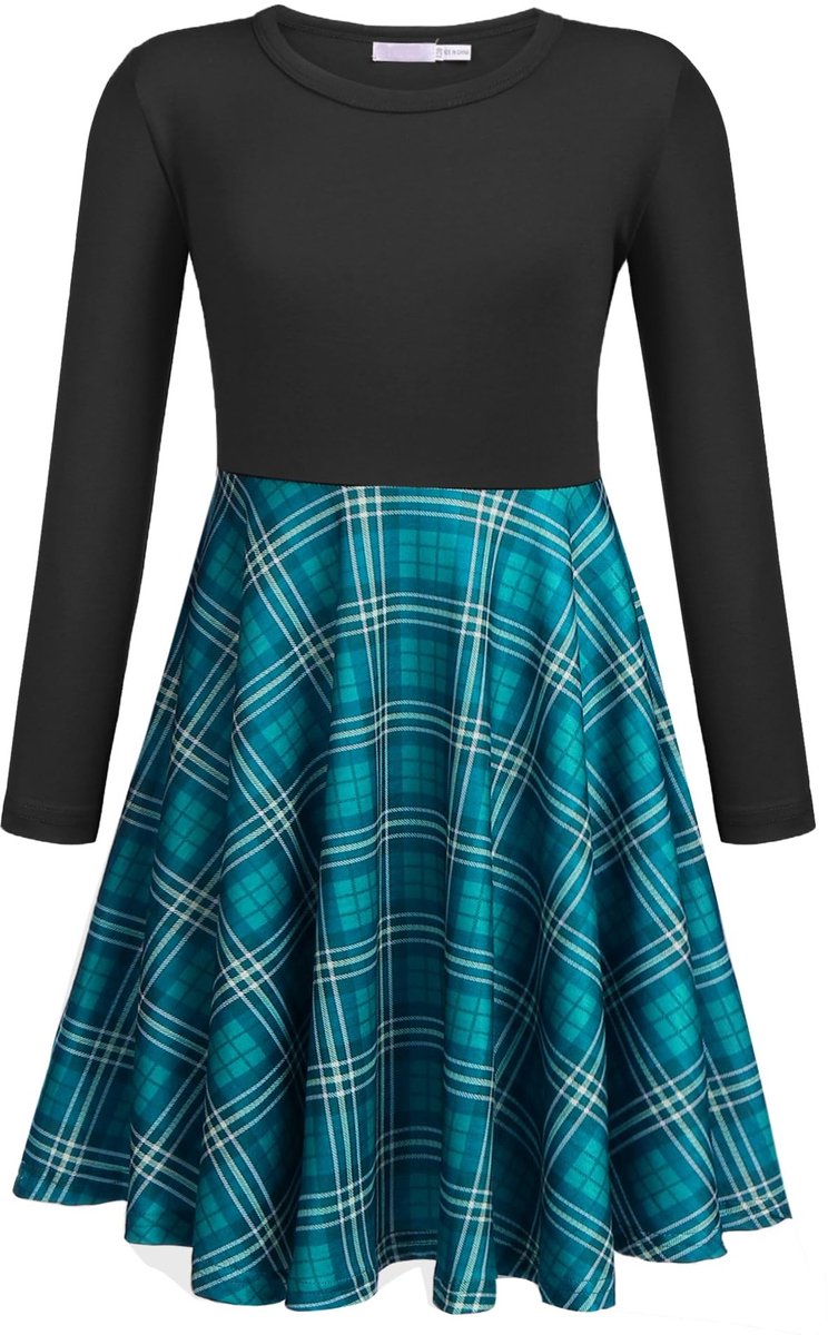 SolidKeus - Meisjes A-lijn Lange Mouwen T-Shirt Jurk voor Herfst en Winter