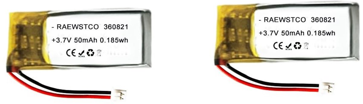 SolidKeus - Set van 2 Polymeer Lithiumbatterijen 50 mAh voor Smartwatches