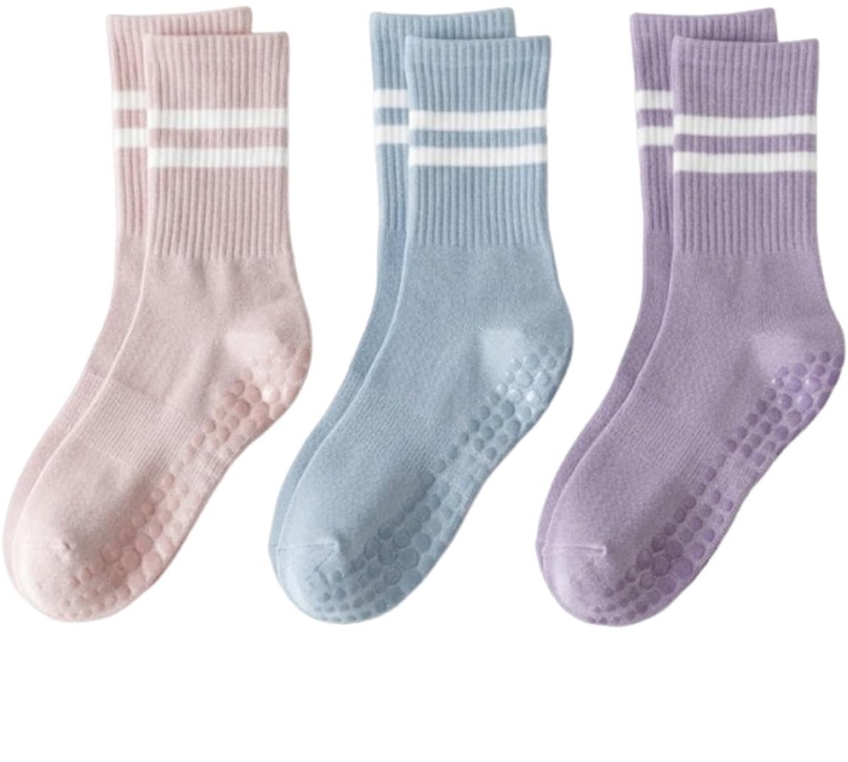 SolidKeus - Antislip Pilatessokken voor Dames, 3 Paar van Katoen