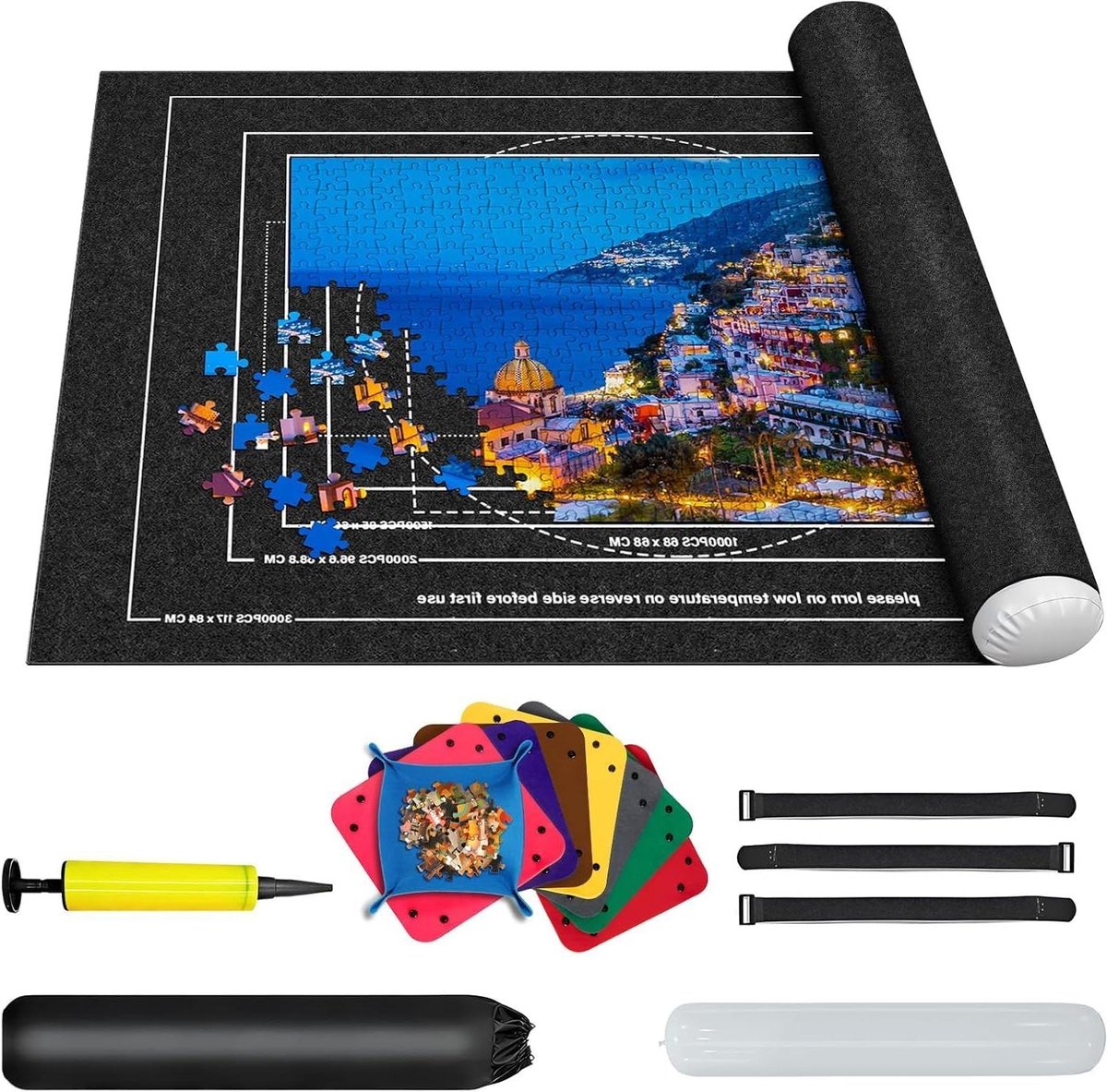 Puzzelmat - Legpuzzel Opberger - Puzzelstukjes Sorteren - Met 8 Lades - Tot 3000 Stukjes - Zwart