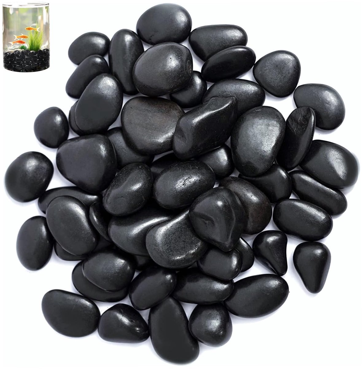 SolidKeus - 1 kg Zwarte Gepolijste Tuinstenen 2-4 cm voor Decoratie