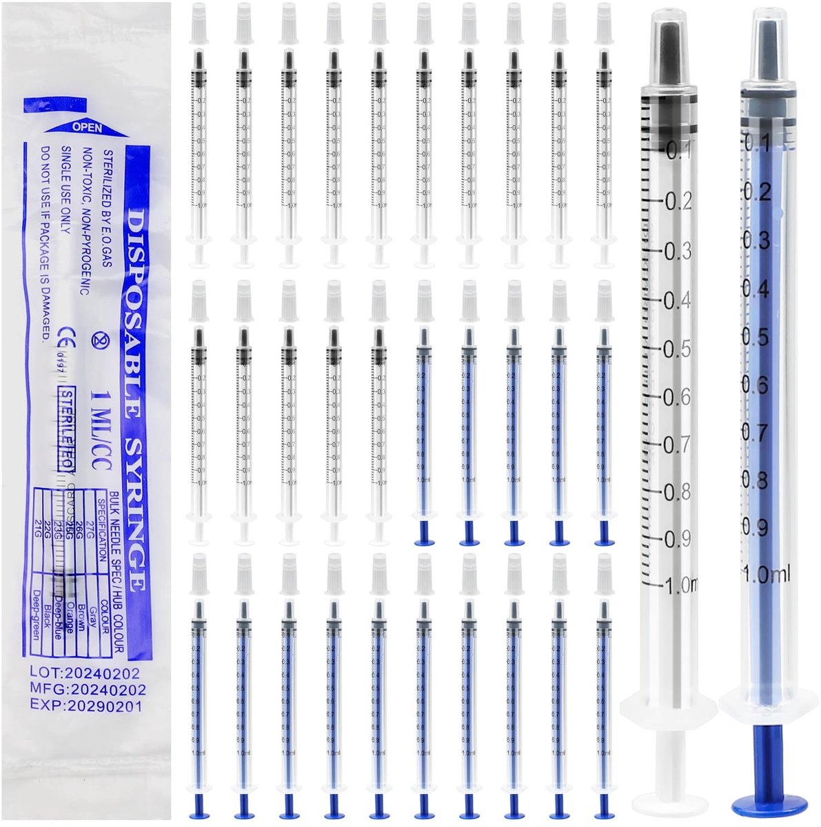 SolidKeus - Set van 30 Plastic Spuiten met Dop voor Vloeistoffen