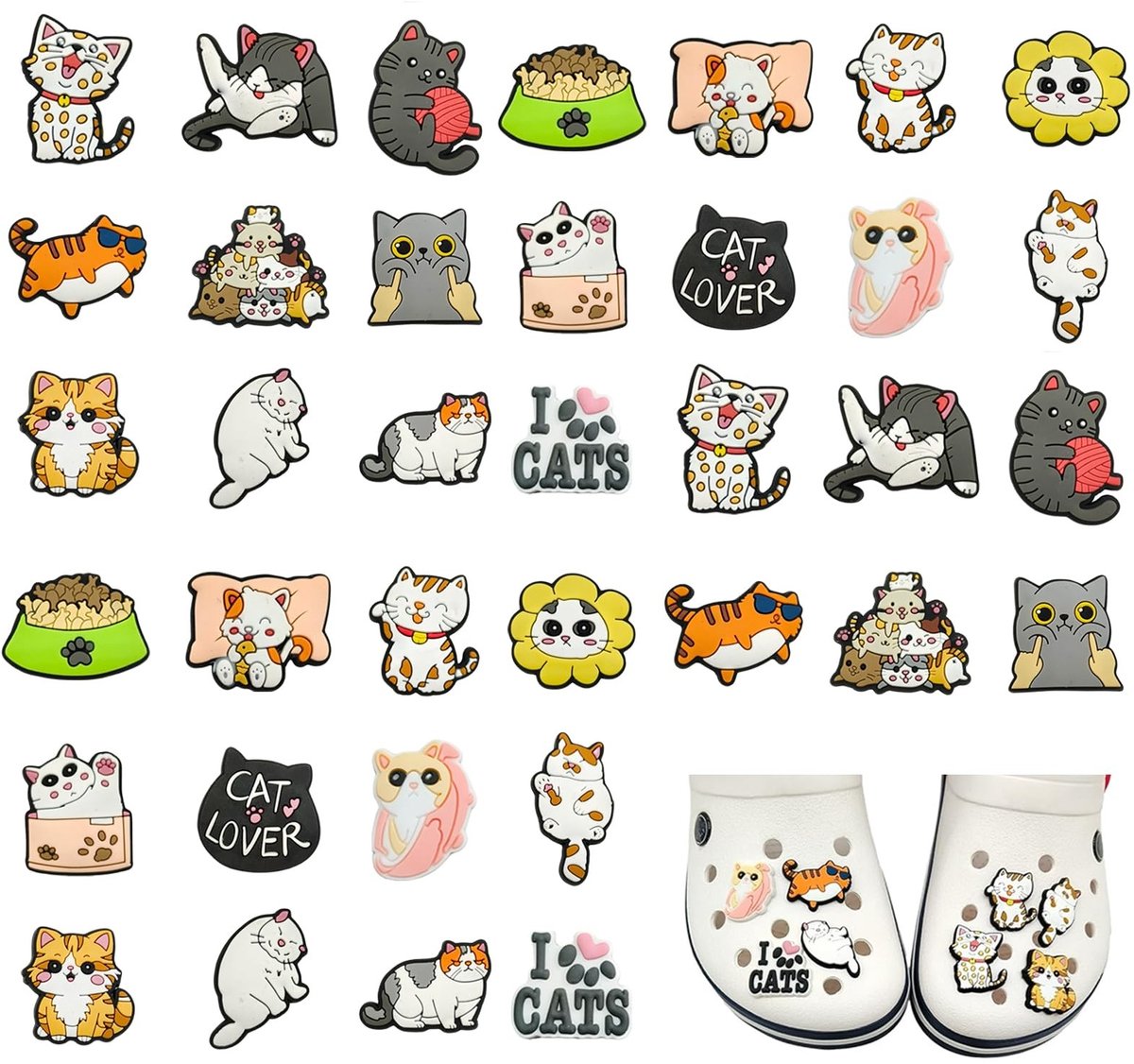 SolidKeus - 36 Stuks Kawaii Kat Schoen Charms voor DIY