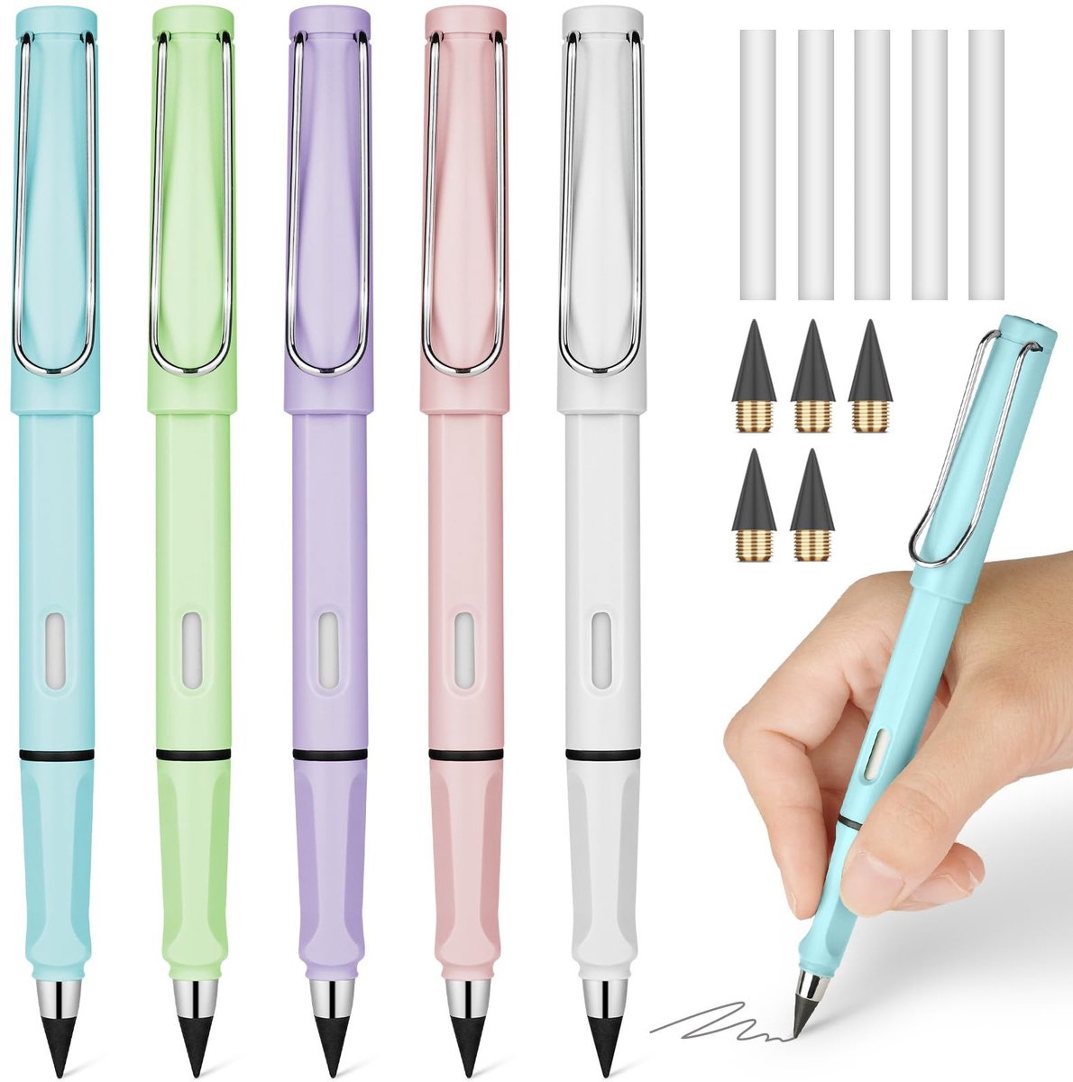 SolidKeus - Set van 5 Inkless Eternal Pencils Met Gum