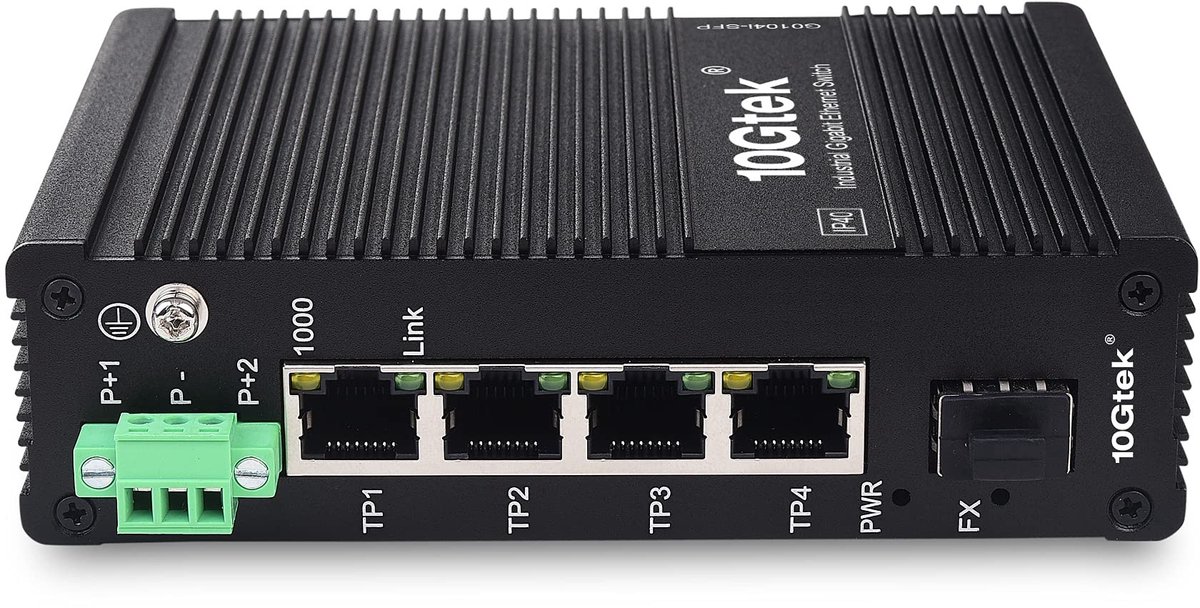 SolidKeus - Industrieel 5-Port Gigabit Ethernet Switch met SFP Converter