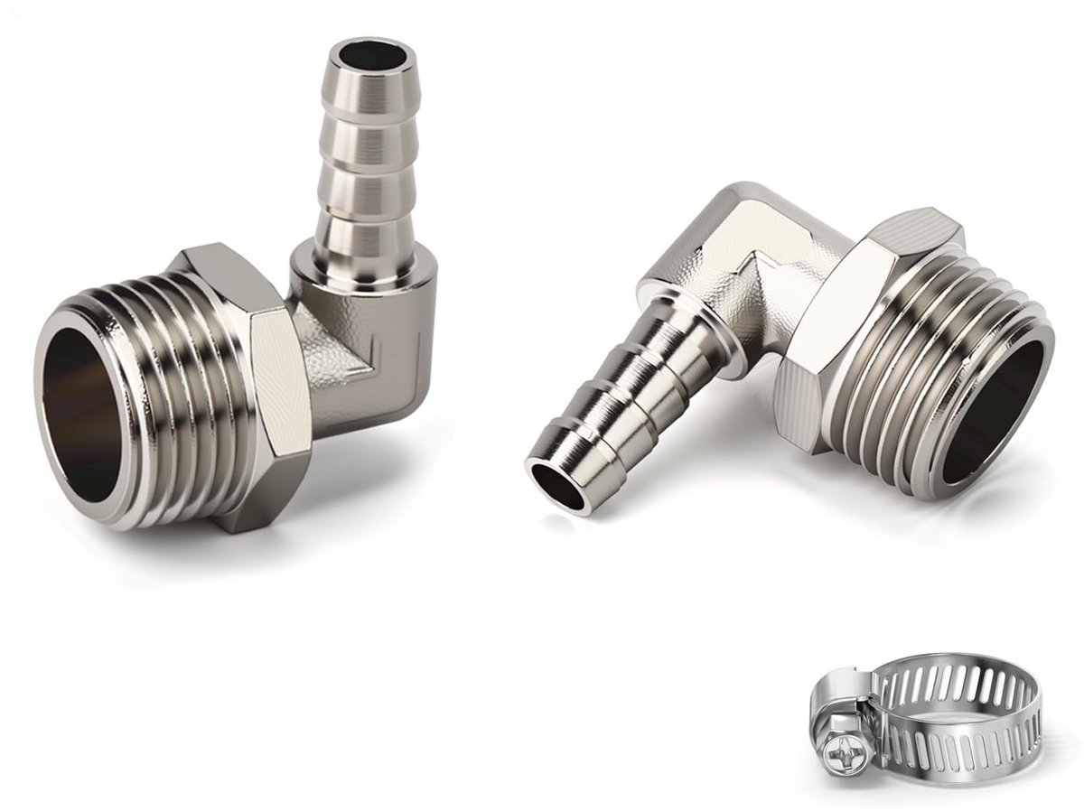 SolidKeus - 2 Stuks Messing Draaibare Slangbochten 90 Graden