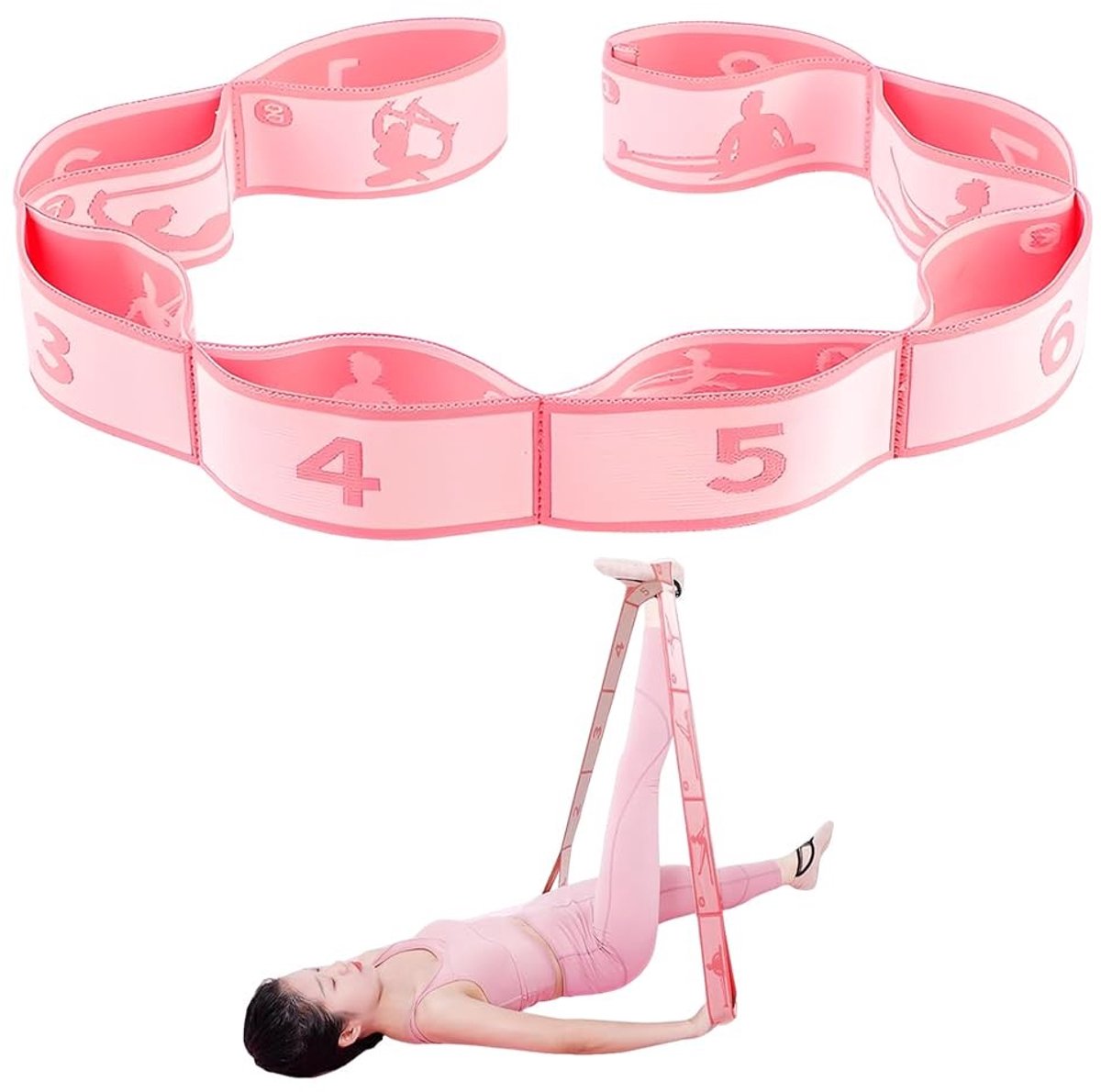 SolidKeus - Yoga Stretchband met 8 Lussen voor Flexibiliteit en Balans