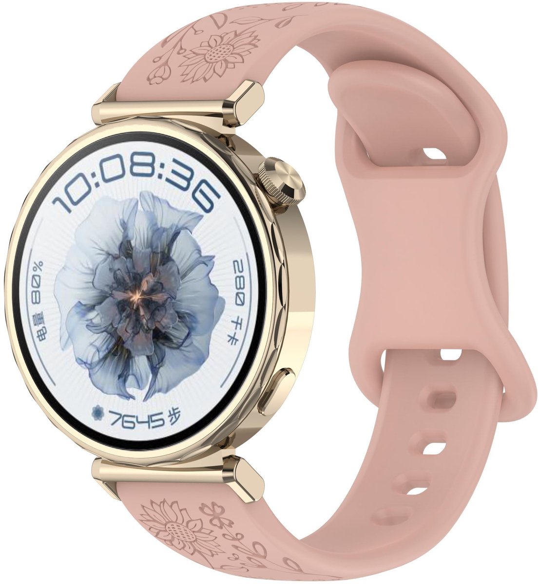 SolidKeus - 22mm Silicone Flower Armband voor Smartwatch
