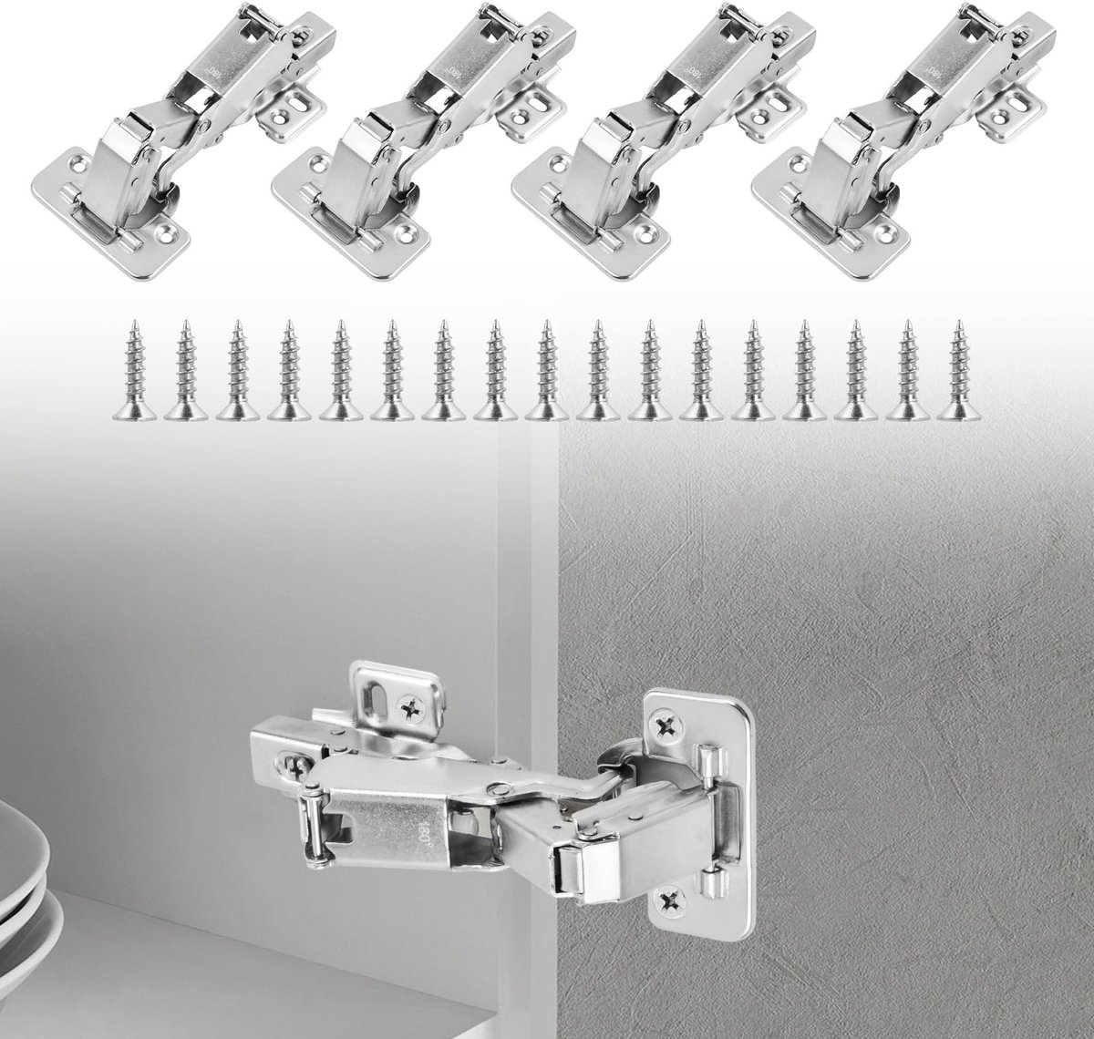 SolidKeus - Set van 4 Hydraulische Deurscharnieren met Demping voor Kastdeuren