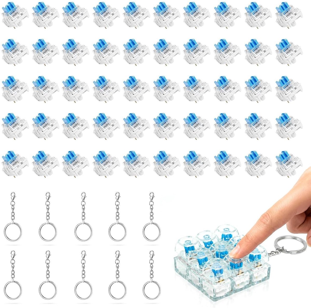 SolidKeus - Set van 50 Blauwe Mechanische Toetsenbordschakelaars