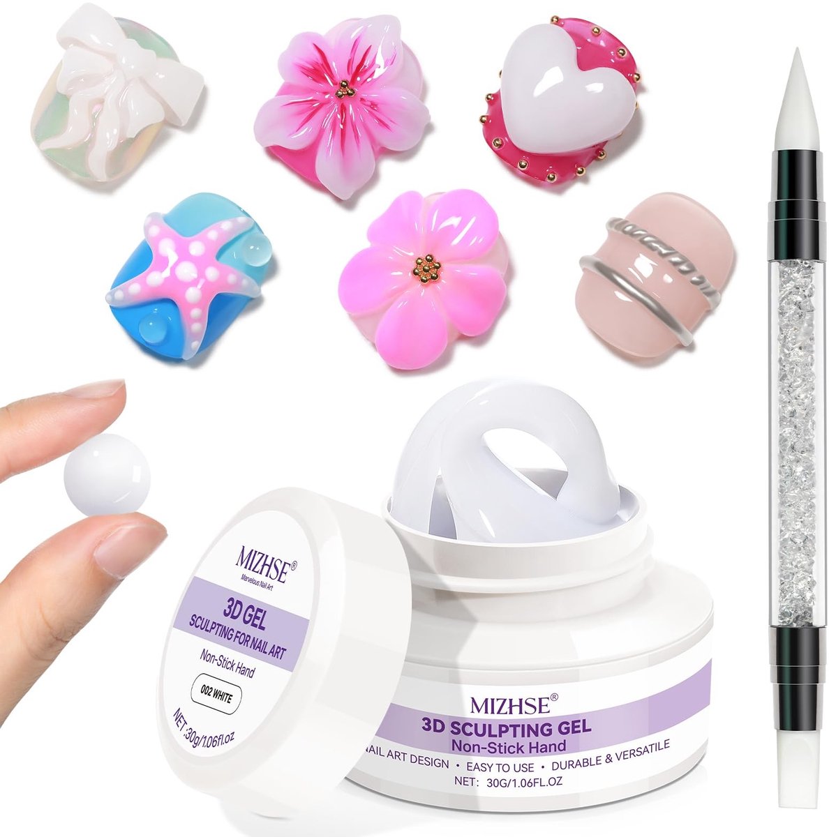 SolidKeus - 30G Witte 3D Sculptuur Nagelgel voor Modelvorming