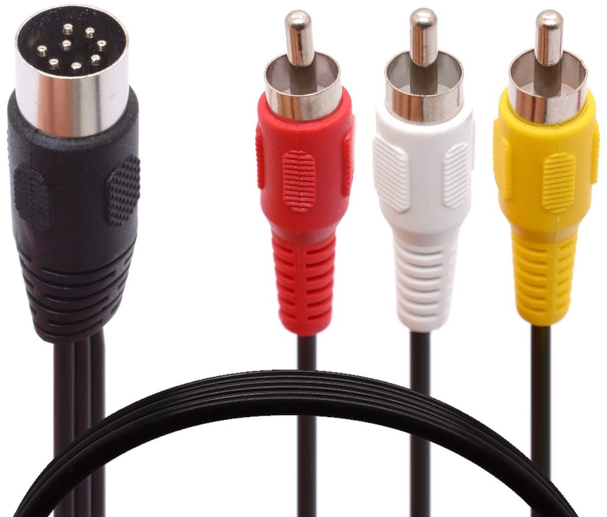 SolidKeus - 8-Pins Din naar 3 RCA Audio Adapterkabel van 50 cm