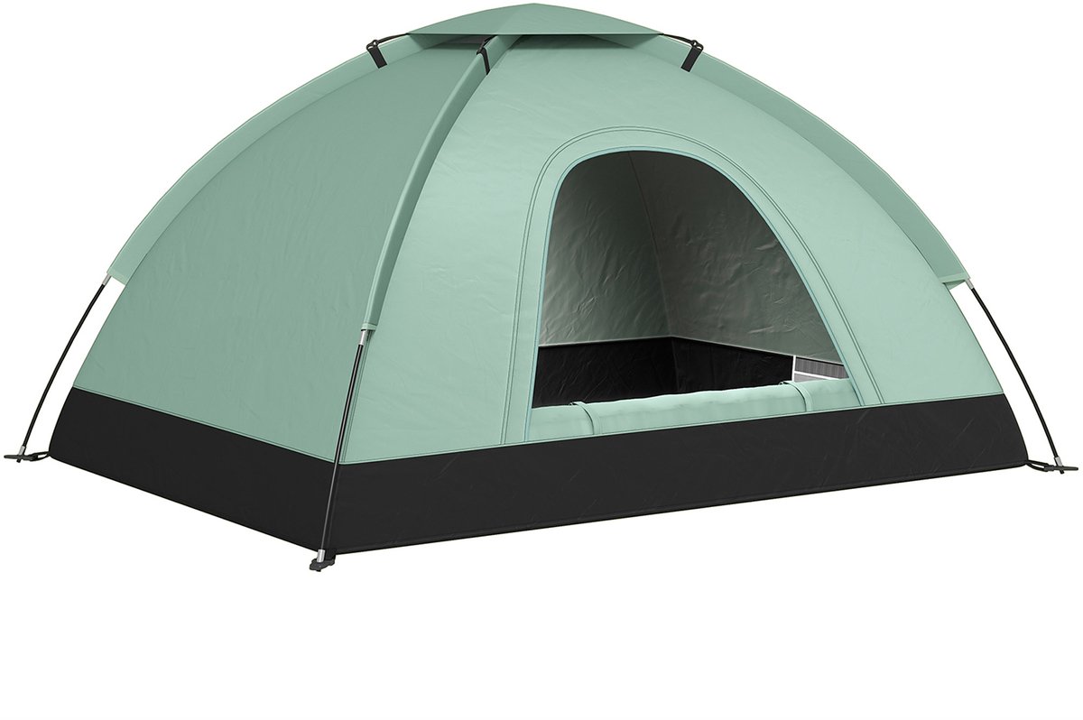 Campingtent voor 2 personen, camouflage, lichte koepeltent, geventileerd, eenvoudig te monteren, met ritsdeuren, opbergtas, draagtas inbegrepen polyestervezel