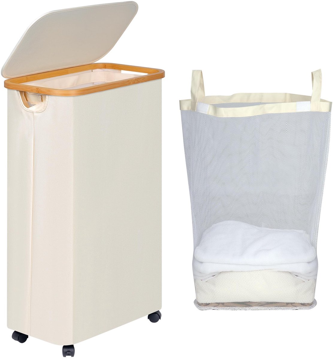 SolidKeus - Vouwbare Wasmand met Wielen en Deksel