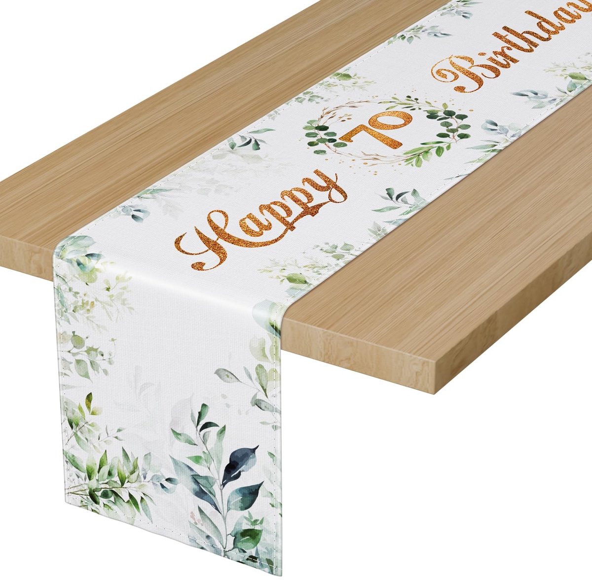 SolidKeus - Eucalyptus Tafelrunner voor 70e Verjaardag 72 x 13 Inch