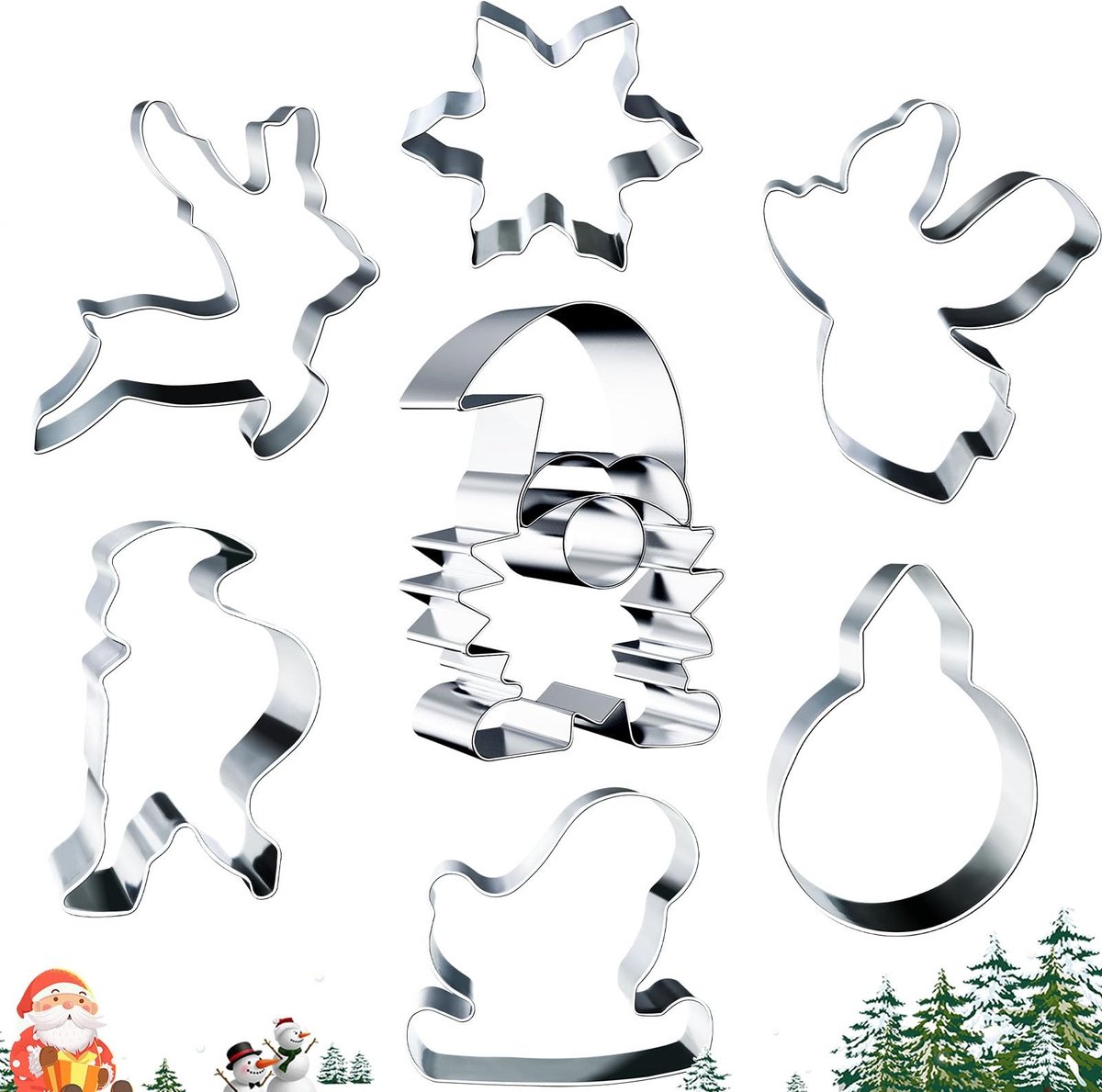 SolidKeus - Set van 7 Grote Kerstkoekjesuitsteekvormen