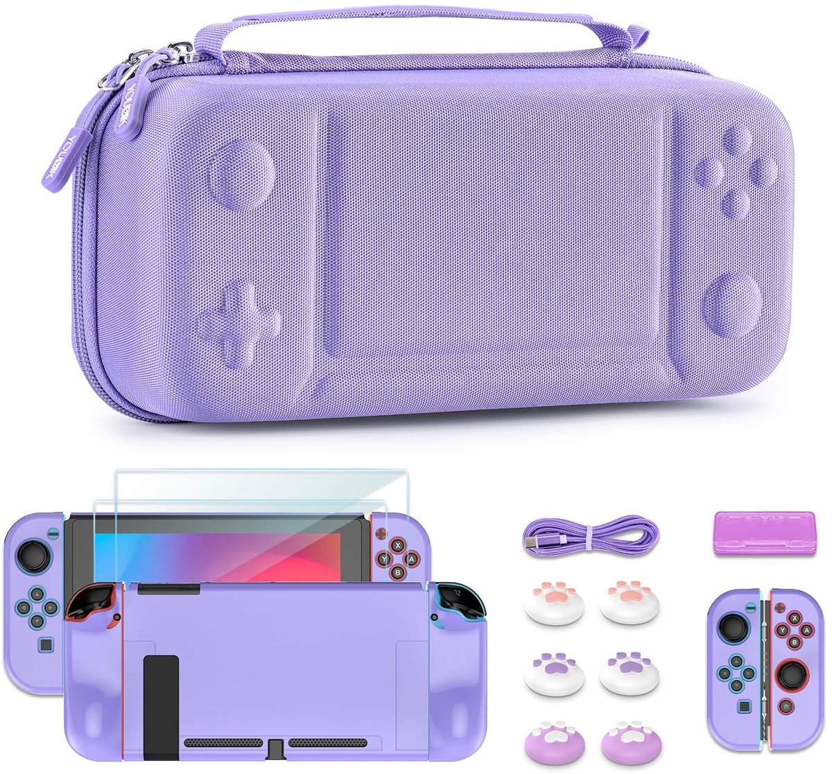 SolidKeus - Switch Case met 14-in-1 Accessoire Set voor Switch 2017