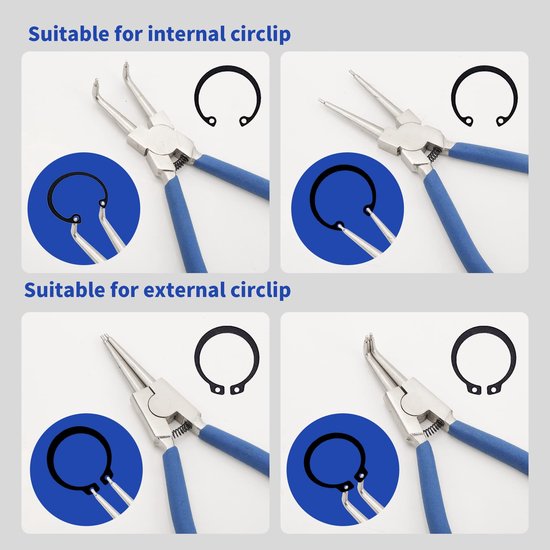 SolidKeus - Set van 8 Circlips Pliers voor Verwijderen en Installeren van Solidkeus — afbeelding 2