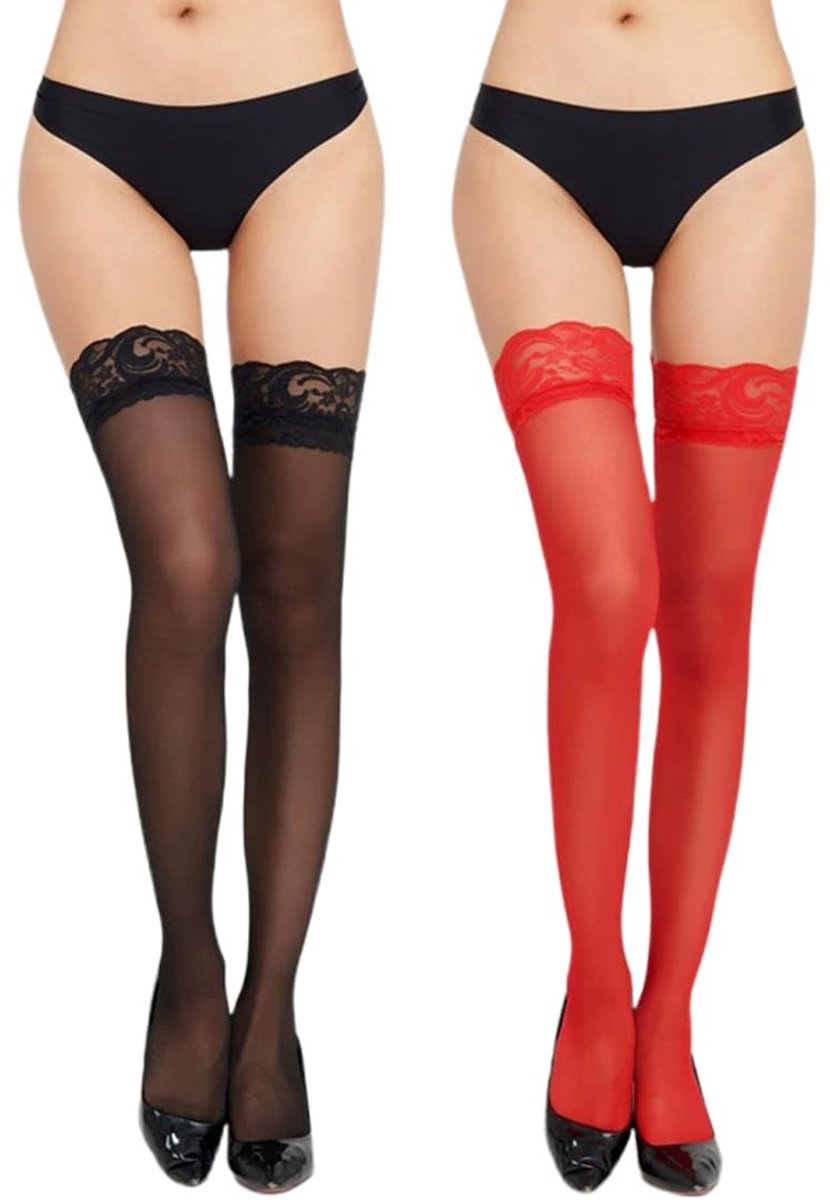 SolidKeus - Set van 2 Sexy Kanten Dijbeenkousen voor Dames