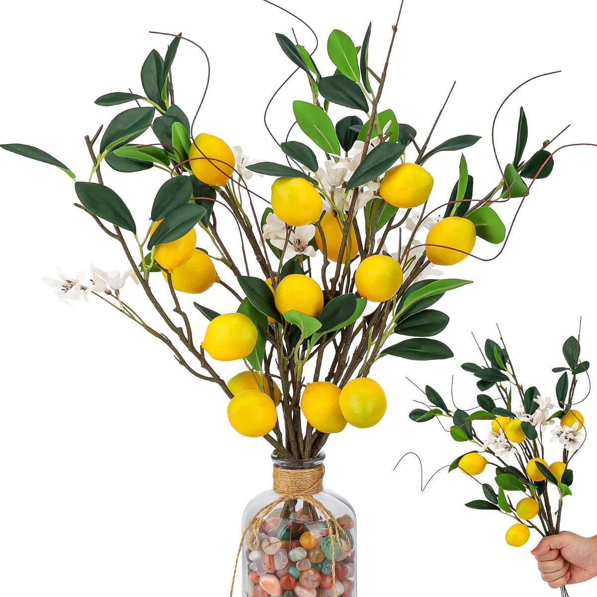 SolidKeus - Set van 4 Kunstmatige Citroentakken voor Huishoudelijke Decoratie
