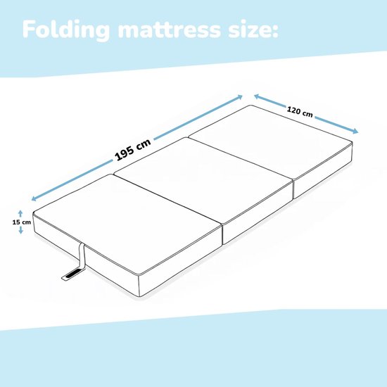 Opvouwbaar Matras - Vouwmatras Logeermatras - Extra Slaapplek Creëren - Afneembare Hoes - 120x195x15 cm - Beige — afbeelding 3
