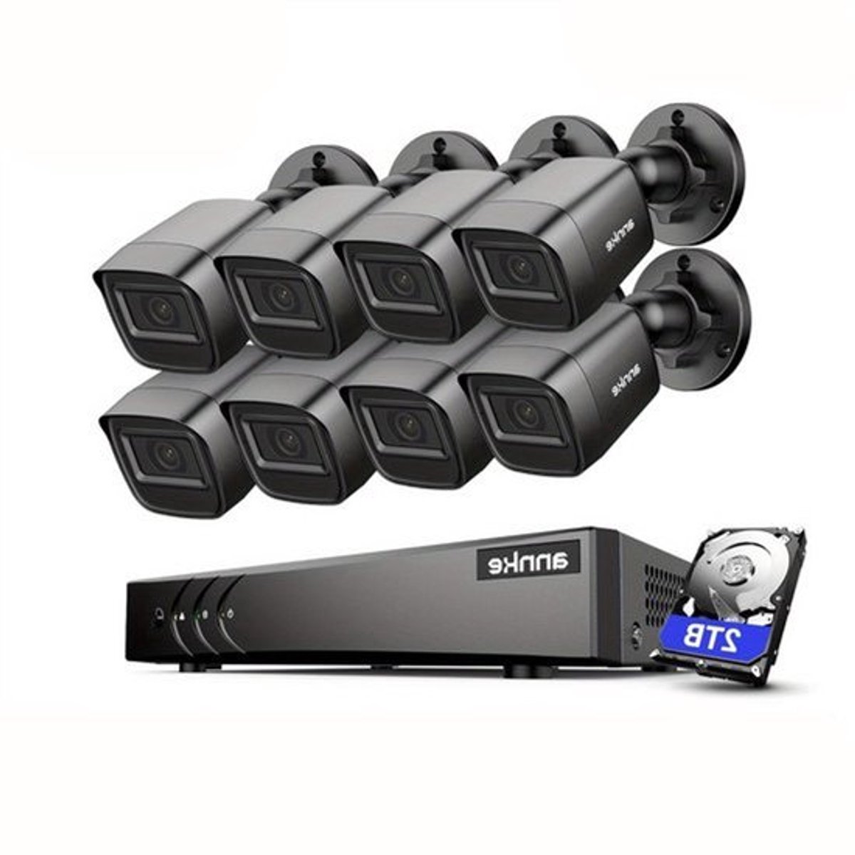 Beveiligingssysteem – Cameraset – CCTV Set – Surveillance Camera – Bewakingscamera – 8 Kanaals – 2TB HDD – AI Mens- en Voertuigdetectie – 20 Meter Nachtzicht