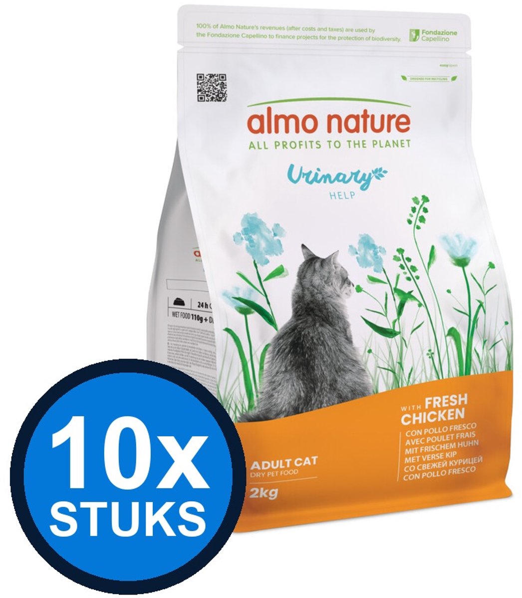 10x Almo Nature Functional - Kattenvoer Droogvoer - Urinary Help - Kip - 400g