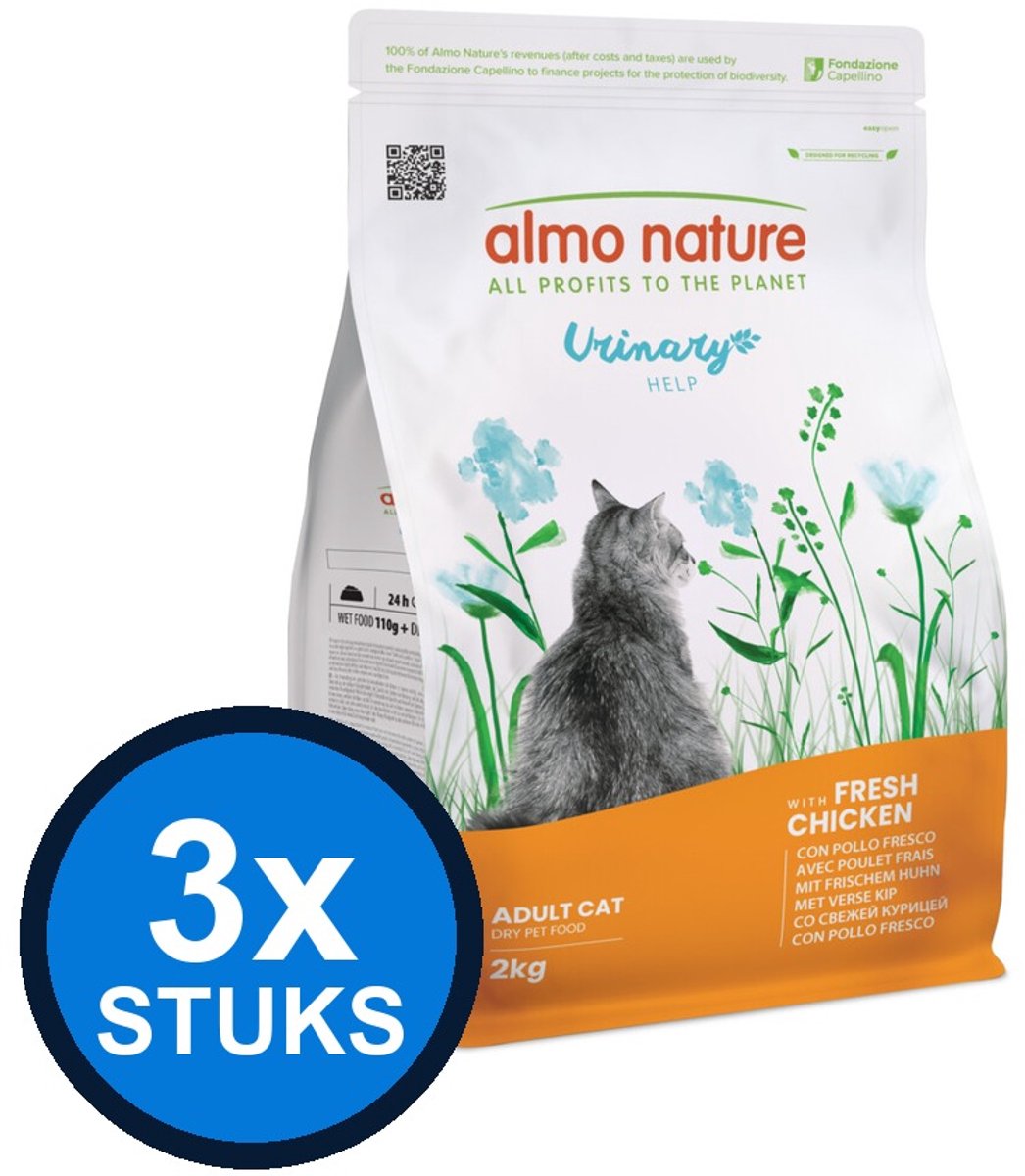 3x Almo Nature Functional cat urinary help kip 2kg
