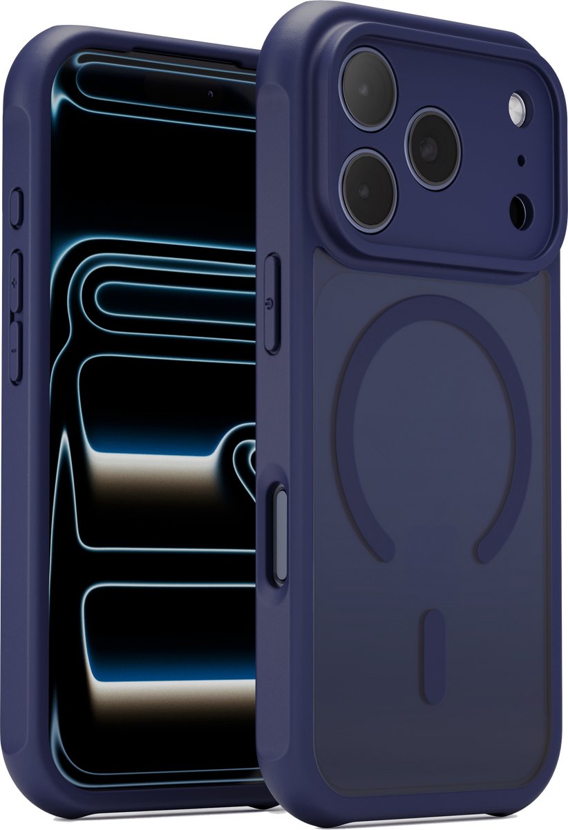 Reovo ClearMag Hoesje Geschikt voor iPhone 17 Pro Max - Geschikt voor MagSafe - Donkerblauw