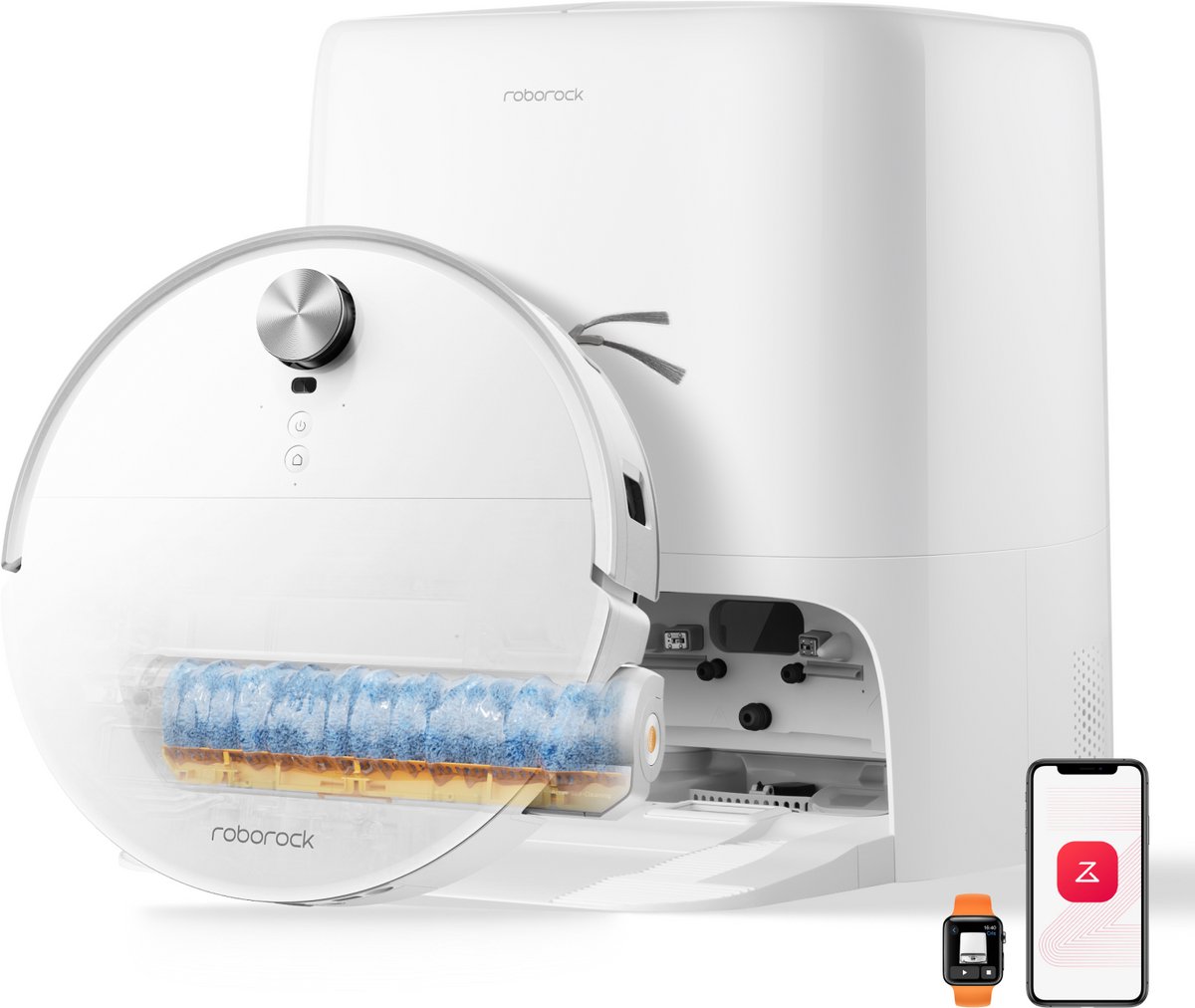 Roborock Qrevo Edge 2 Flow-Robotstofzuiger met dweilfunctie-SpiraFlow Realtime Zelfreinigende Rolmop 2.0-35000Pa-Dual Zero-Tangle-Systeem-AI Obstakelvermijding-Warmtewas dweil-tapijtbescherming
