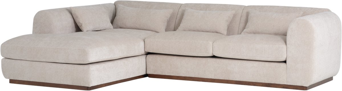 WOOOD Brenvo Hoekbank Links - Structure Velvet - Zand - 73x306x178