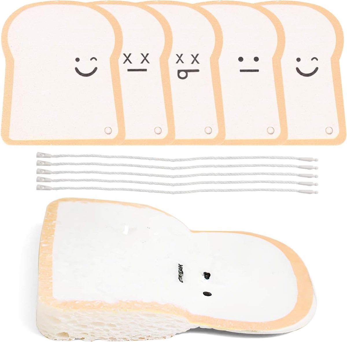 Vijf Stuks Biologisch Afbreekbare Pop-Up Sponsen in Toastvorm, Natuurlijke Cellulose Sponsen voor Keuken, Badkamer en Huishouden, Milieuvriendelijk en Composteerbaar