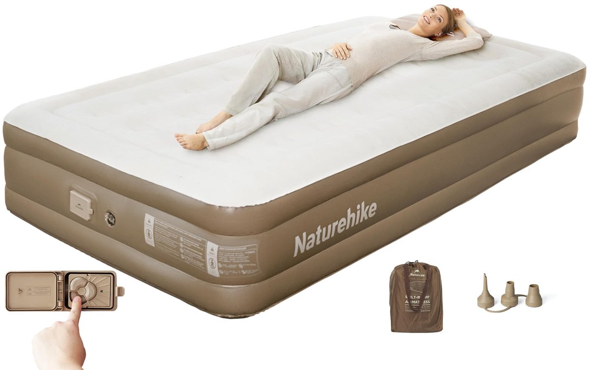 Omgoods - Compact Luchtmatras voor 1 Persoon met Oplaadbare Pomp