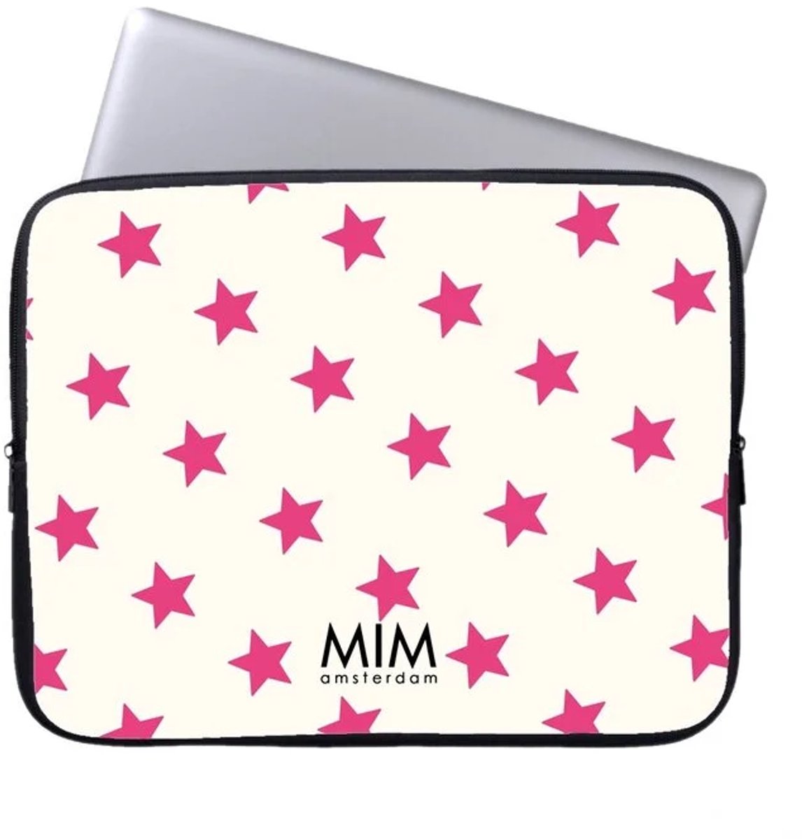 MIM Amsterdam - Pink Galaxy - Laptop sleeve - 13 Inch laptop sleeve - Laptophoes - Roze Sterren Print -