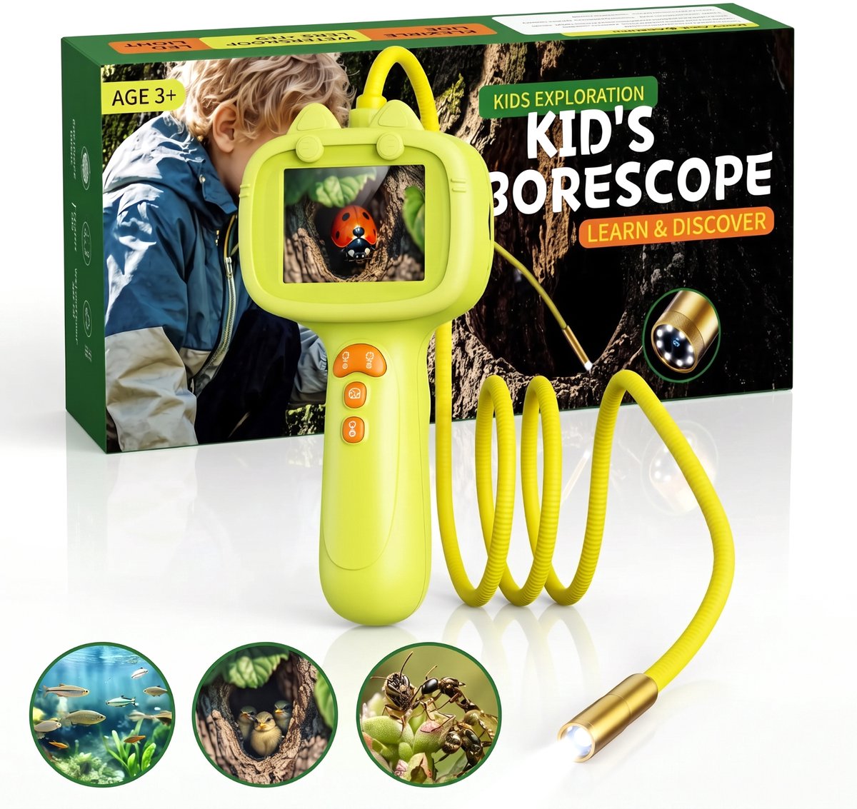 Fokelyi Digitale Kinder Microscoop - Handmicroscoop Endoscope - 2MP Camera Met 2.4 IPS Scherm - IP67 Waterdicht - Foto & Video