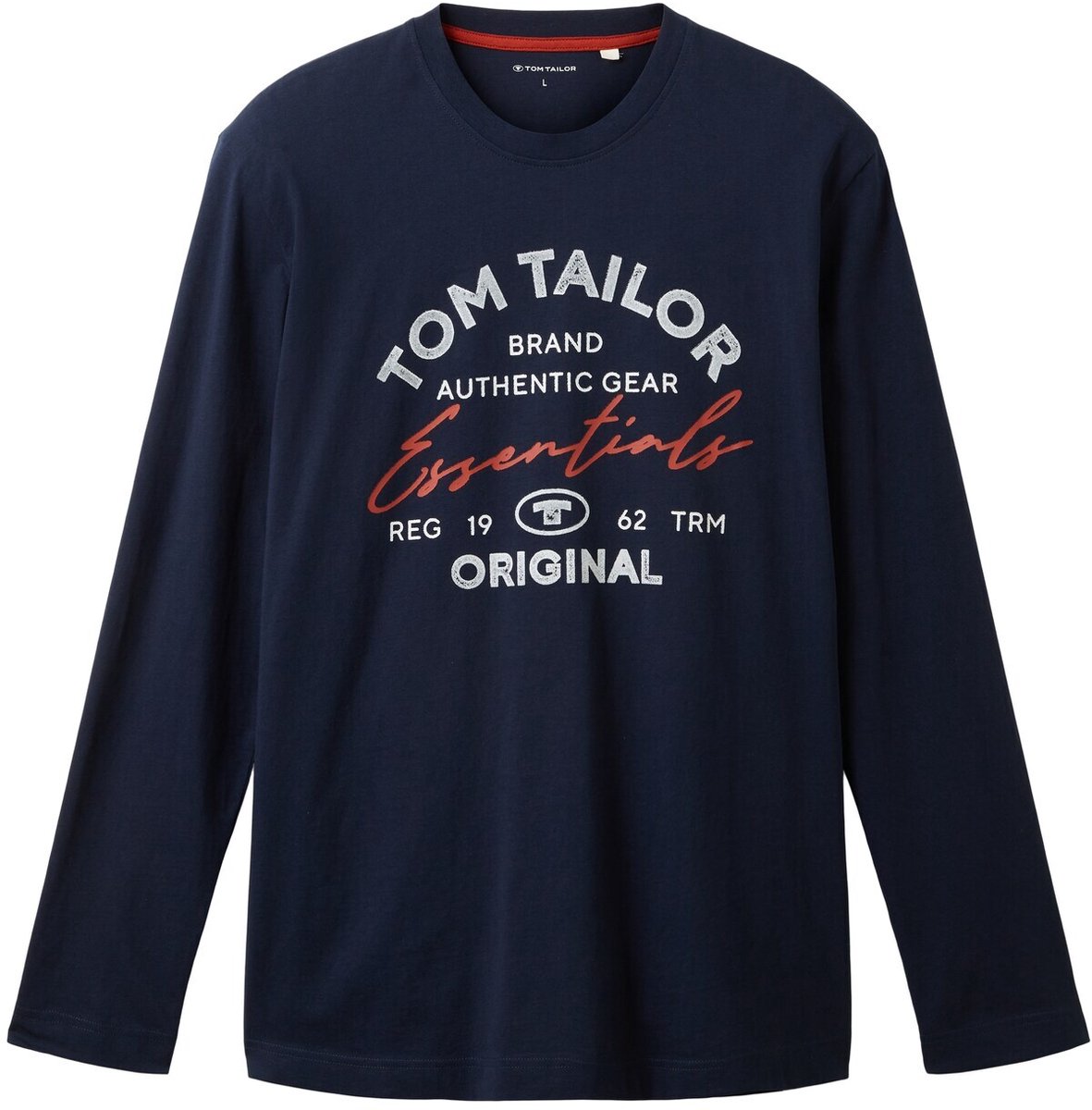 Tom Tailor - T-shirt met lange mouwen en logo-print - Maat XXL - Sky Captain Blue