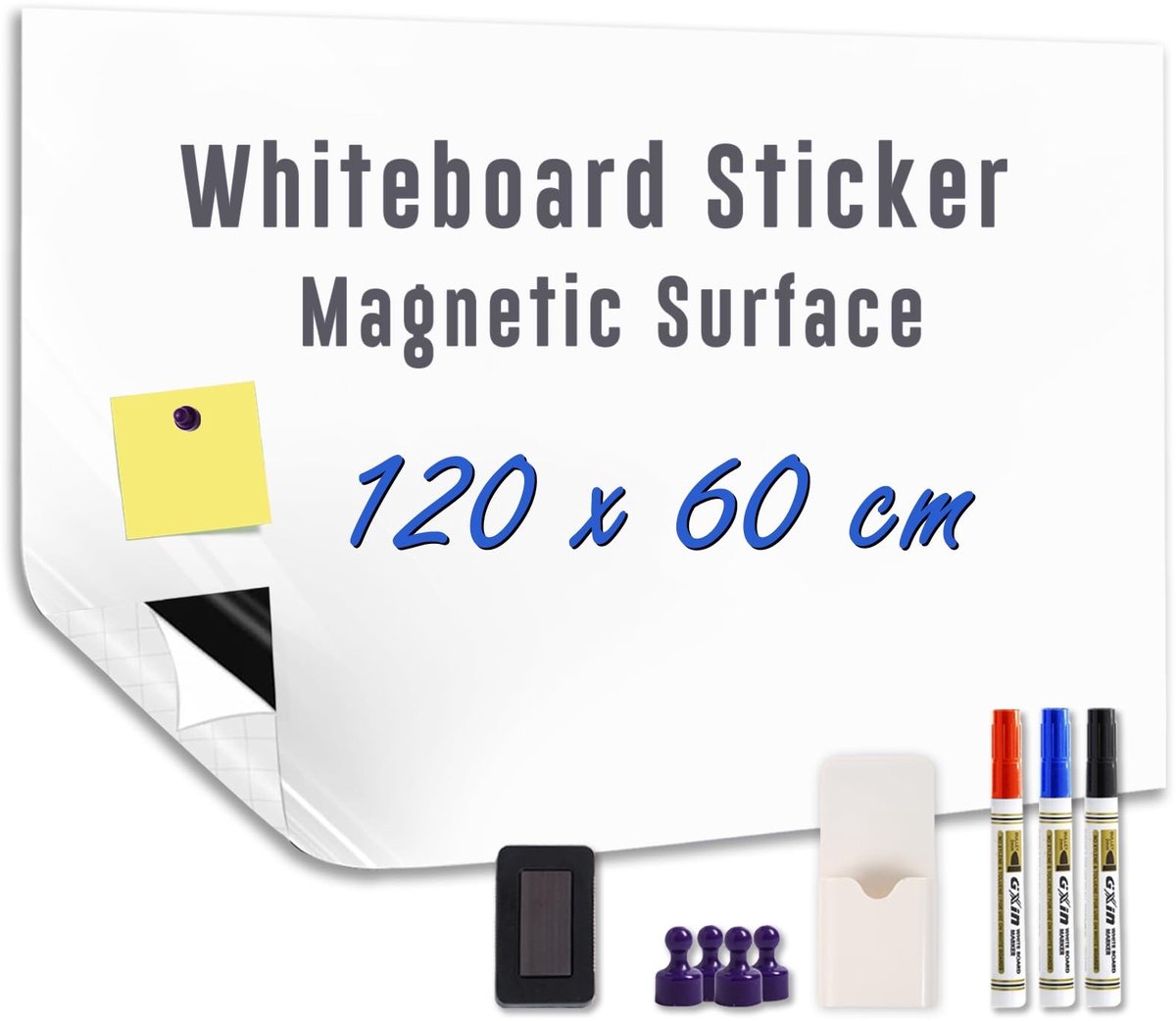 Omgoods - Magnetische Whiteboard Sticker voor Muur 120 x 60 cm