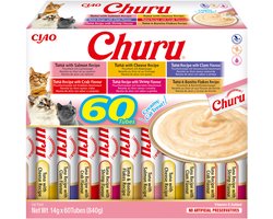 Inaba Ciao Churu Creamy Puree Liquid Kattensnack Tonijn variëteiten 60x14g