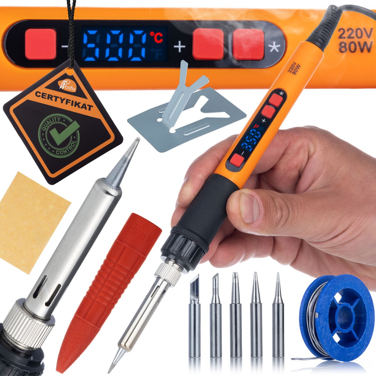 Rosfix Soldeerbout Electric S Mastiff 80W - Digitale Soldeerbout 180–500°C - LCD - ESD Safe