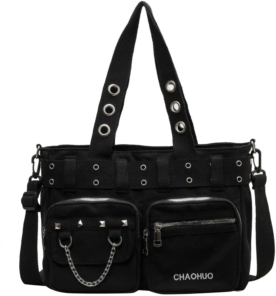 Omgoods - Grote Gothic Tote Bag voor Vrouwen met Skulls