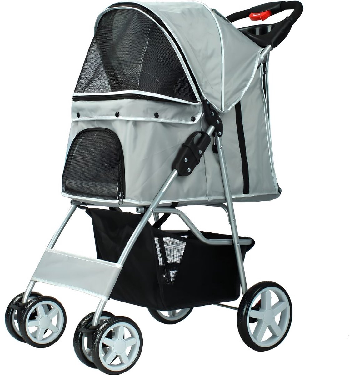 NIVA® Hondenbuggy - Luxe Wandelwagen voor Huisdieren - Hondenkar - Grijs - 40cm x 35cm x 53cm