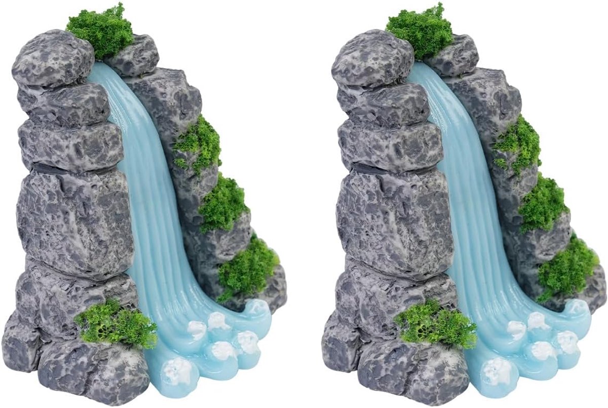 2-pack landschap waterval decoratie mini bonsai standbeeld mini zen tuin decoratie glazen container bonsai accessoires