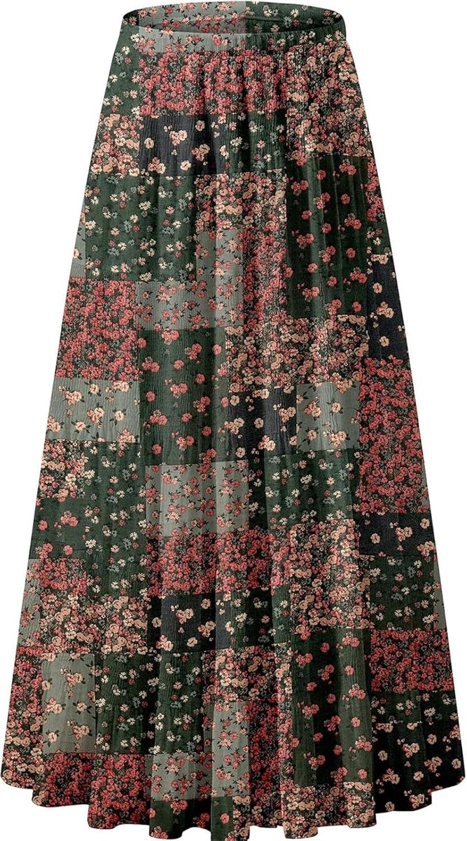 Damesrok, elastische hoge taille, maxi chiffonrok met voering, zomers, vintage stijl, lange elegante A-lijn strandrok