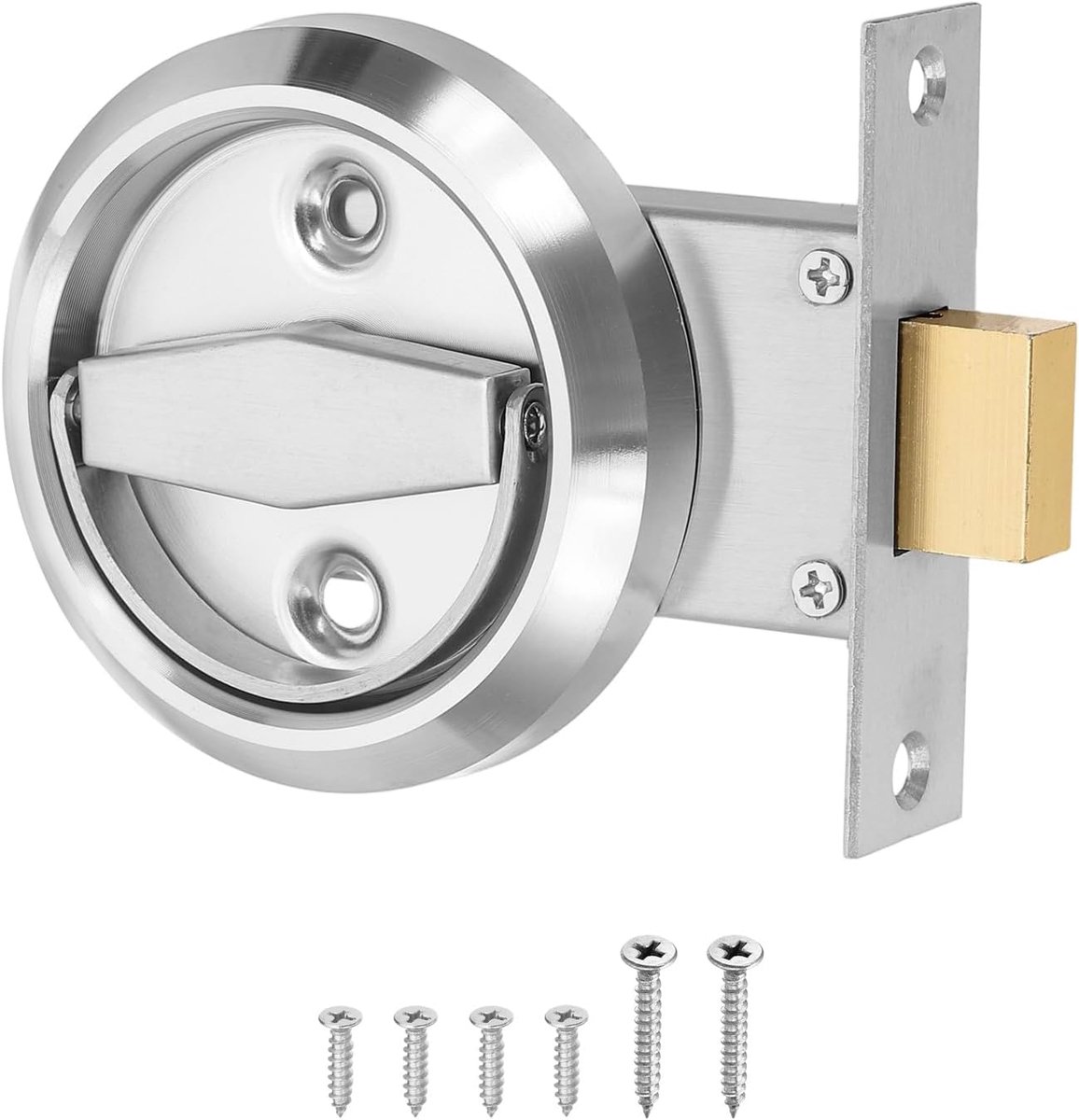 3 inch ronde verzonken deurgreep roestvrij staal geborstelde verborgen deurgreep met enkele ring zilver 1 stuk (deurdikte: 30-50 mm)