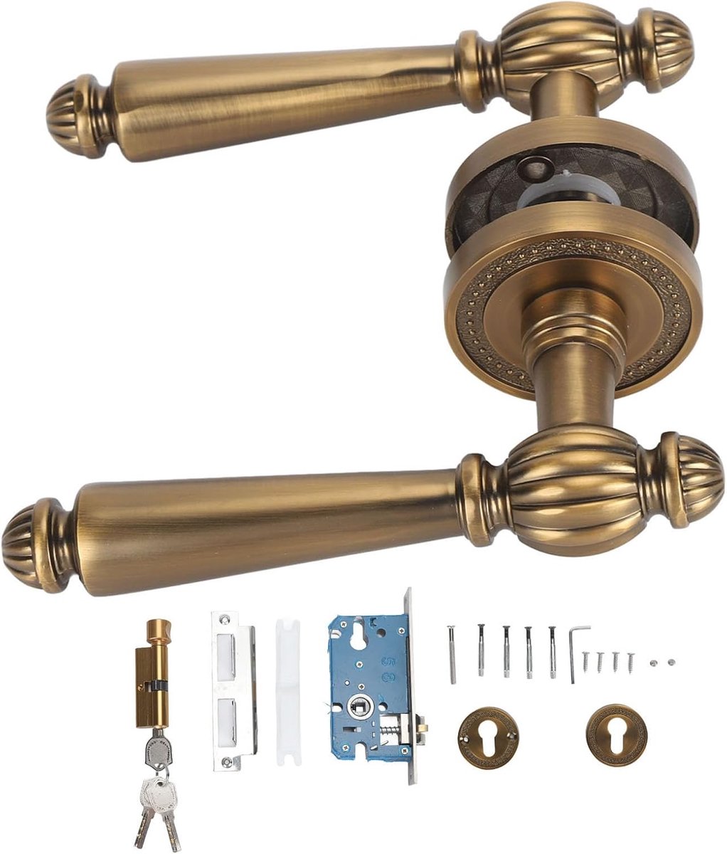 Vervangende Slot Onderdelen voor Interieur Universeel Deurslot Reparatie Set Bronzen Afwerking Koperen Kern Antiek Goud Design