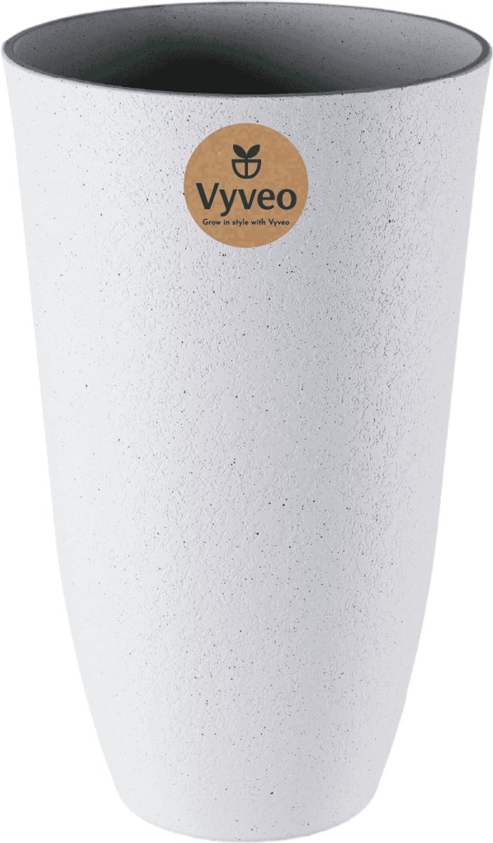 Vyveo - Bloempot Tower - 35x61 - Wit - Bloempot voor binnen en buiten - Lichtgewicht - Breukbestendig - Vorstbestendig - UV-bestendig