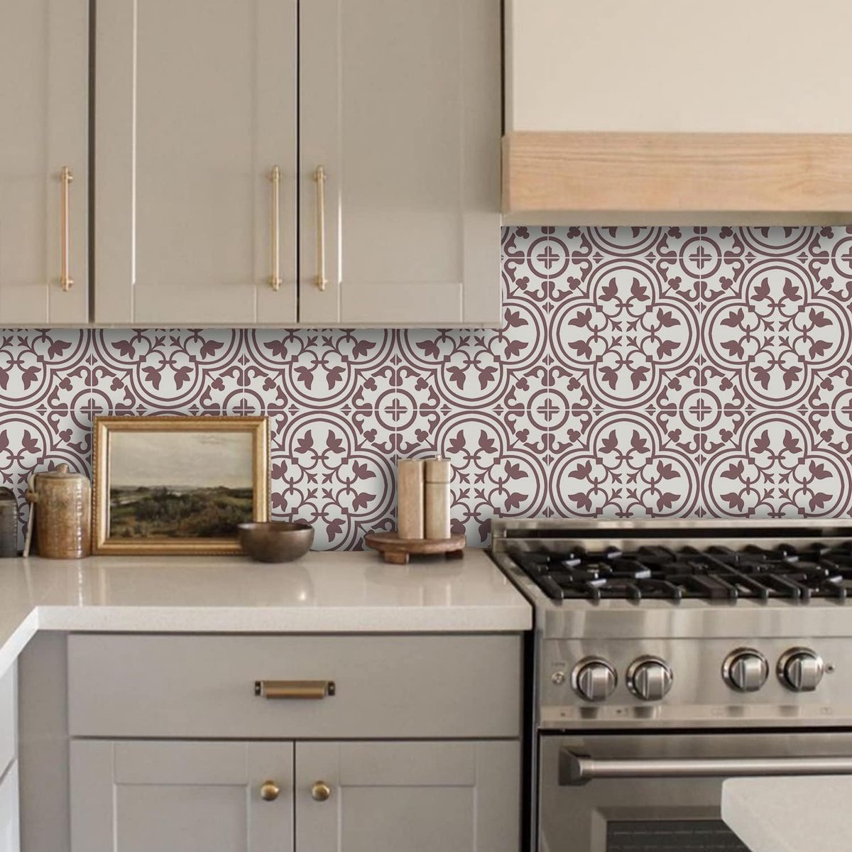 Tegelsticker, Bruine Marokkaanse Zelfklevende Plak-op Tegels Transfer Sticker voor Badkamer Keuken, Achterwand voor Fornuis, Peel and Stick Zelfklevende Vinyl Wandtegels Sticker, 10 Stuks X